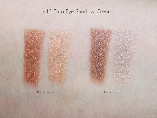 e.l.f. Duo Eye Shadow Cream Swatches: Butter Pecan and Mocha Swirl